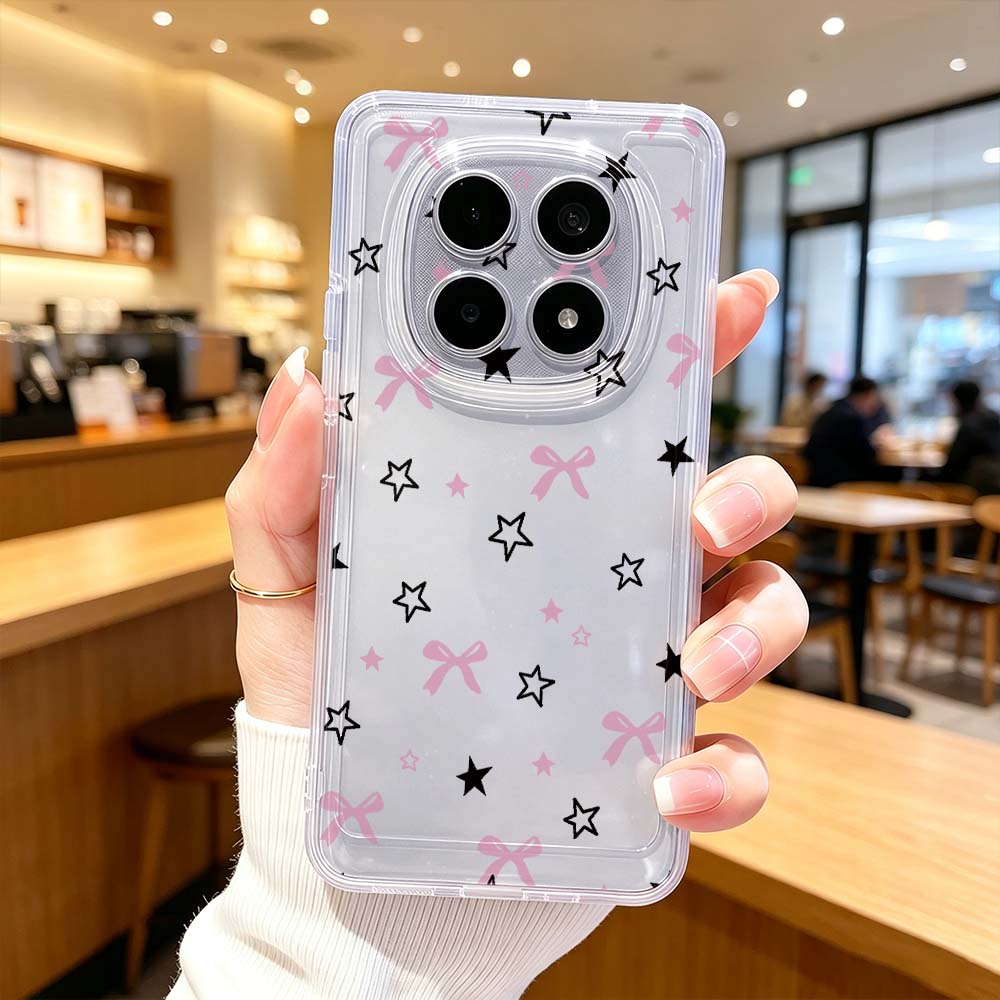 Xiaomi Poco X6 - Yıldız Yay Kalp Desenli Telefon Kılıfı