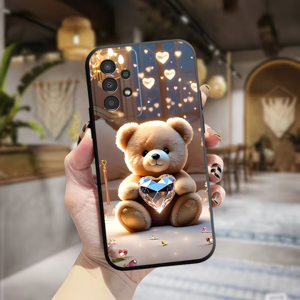 Samsung Galaxy A55 - Küçük Ayı Aşk Kristal Boyalı Buzlu